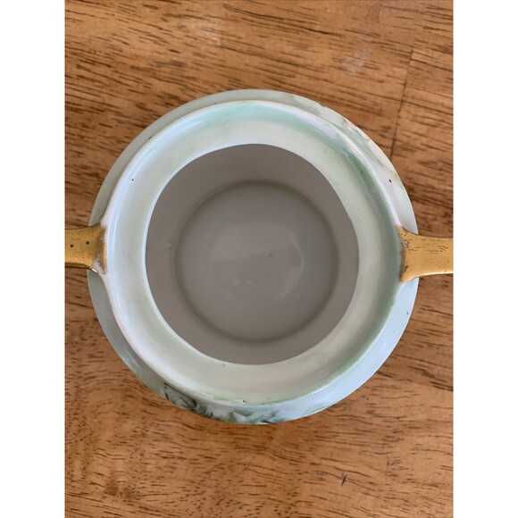 Vtg Weimar Cream & Sugar‎ Green Pink Roses Victorian - Made In Germany - Picture 5 of 10